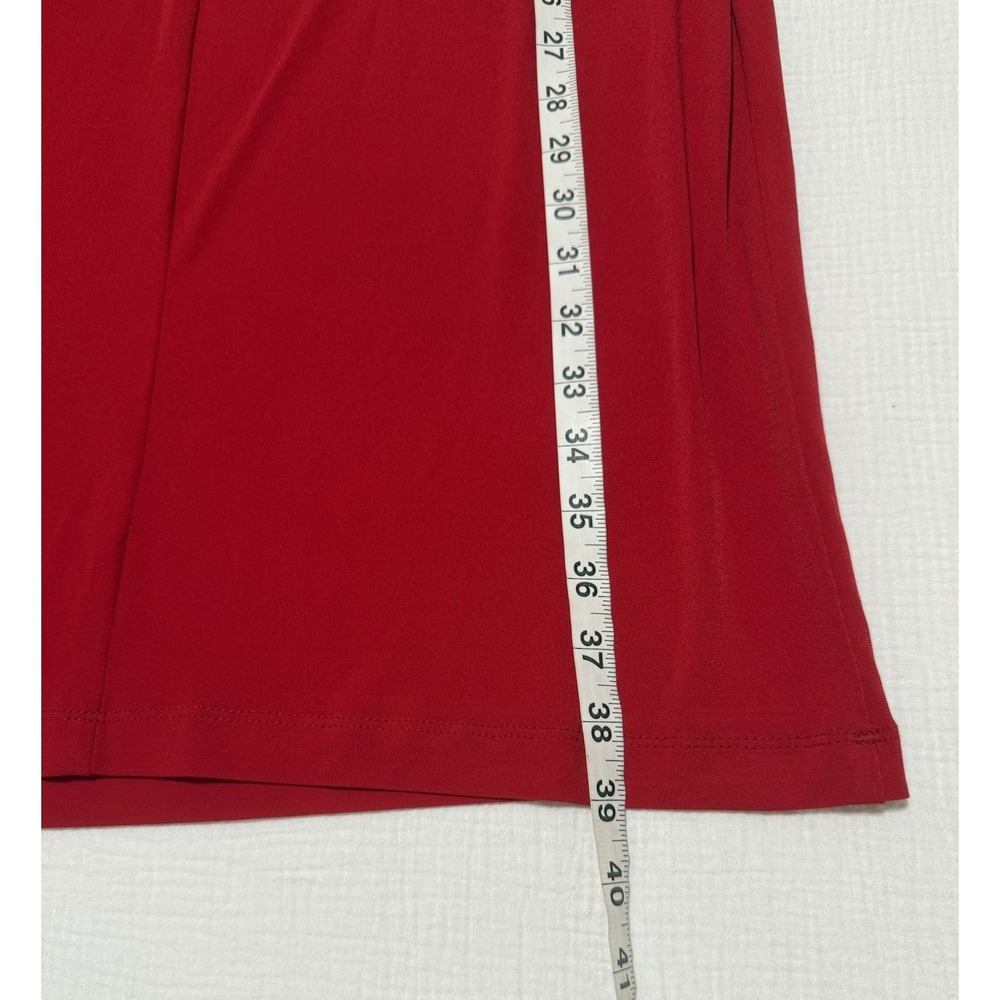 Connected Apparel Dress Womens Size 12 Red Ruffled V- Neck Ruched Sleeveless - Picture 5 of 9